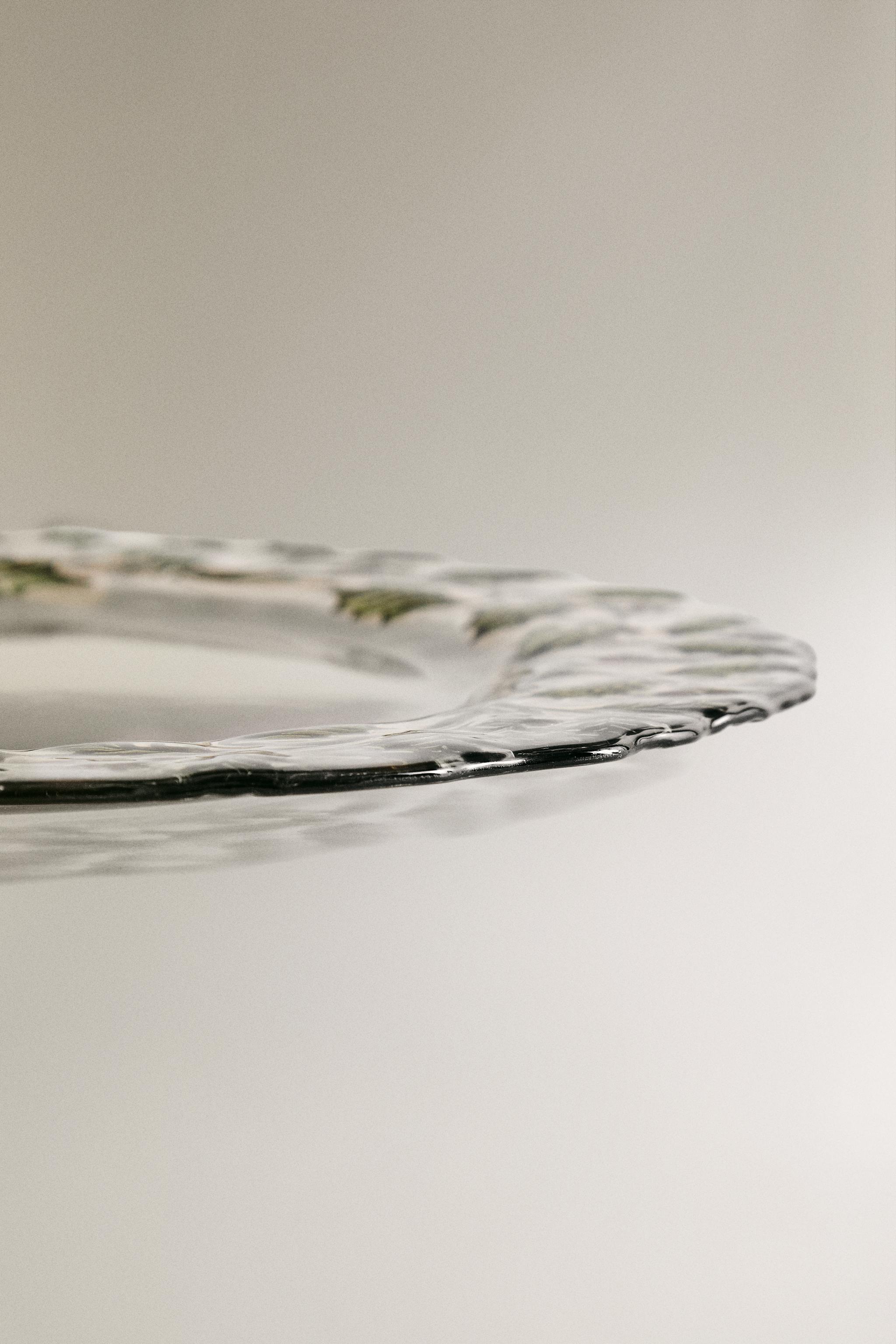 ASSIETTE À DESSERT EN VERRE FEUILLE DE HOUX NOËL